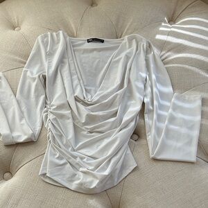 Zara Cream Drape Blouse